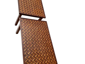 Pair of Mid-Century Modern Side Tables with Mosaic Inlaid Tops, 1960s